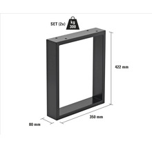 Kovová noha stola, sada dvoch kusov, maximálna nosnosť 300 kilogramov, výška 422 milimetrov