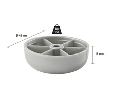 Nábytková noha z plastu s priemerom 45 mm a výškou 16 mm, nosnosť 150 kg