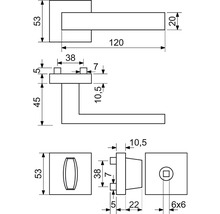 Technický výkres kľučky s rozmermi