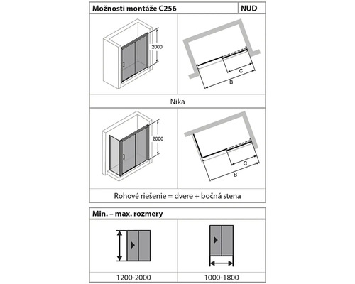 Možnosti montáže a rozmery sprchovacieho kúta