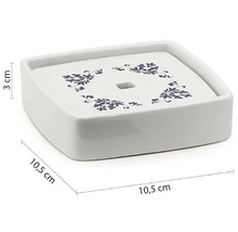 Štvorcová miska na mydlo s kvetinovým dekorom, rozmery 10,5 x 10,5 x 3 cm