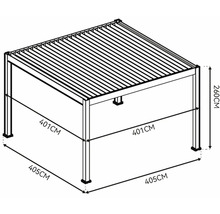 Rozmery pergoly: 401 cm x 405 cm x 260 cm