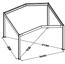 Nákres zastrešenia terasy s rozmermi