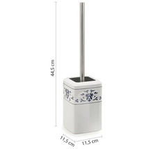 Súprava WC kefy s bielou nádobou a kvetinovým dekorom