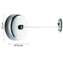 Zaťahovacia šnúra na bielizeň s rozmermi 5,5 cm na výšku a 9,3 cm v priemere