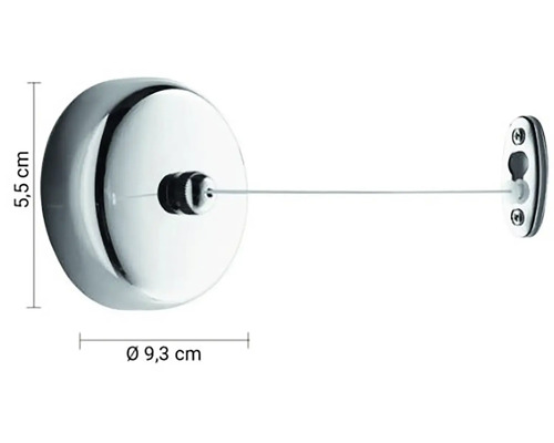Zaťahovacia šnúra na bielizeň s rozmermi 5,5 cm na výšku a 9,3 cm v priemere