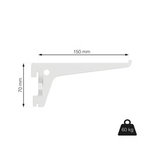 Policová konzola s rozmermi 150 mm x 70 mm a nosnosťou 60 kg