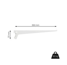 Policová konzola s rozmermi 350 mm x 72 mm a nosnosťou 60 kg.