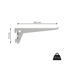 Držiak police s rozmermi 200 mm x 72 mm a nosnosťou 60 kg