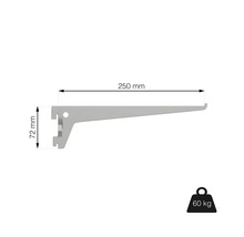 Konzola police s rozmermi 250 mm a 72 mm, nosnosť 60 kg