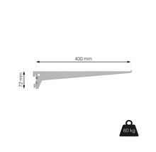 Konzola police s rozmermi 400 mm x 72 mm a nosnosťou 60 kg.