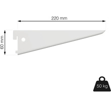Polica s rozmermi 220 mm x 60 mm a nosnosťou 50 kg.