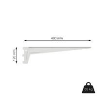 Konzola police s rozmermi 480 mm x 120 mm a nosnosťou 65 kg.