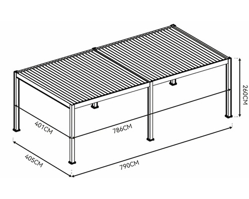 Rozmery pergoly s lamelovou strechou