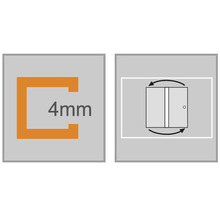 Symbol dištančnej vložky 4 mm a otočných dverí