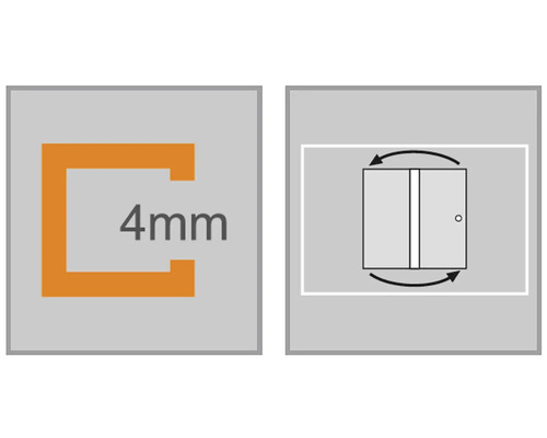 Symbol dištančnej vložky 4 mm a otočných dverí