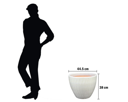 Kvetináč s rozmermi 44,5 cm na šírku a 38 cm na výšku