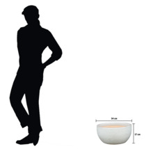 Dekoratívna kvetinová misa s rozmermi 34 cm šírka a 17 cm výška.