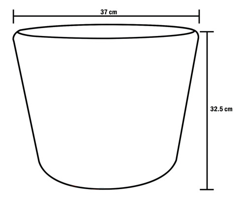 Nákres kvetináča s rozmermi: šírka 37 cm a výška 32,5 cm