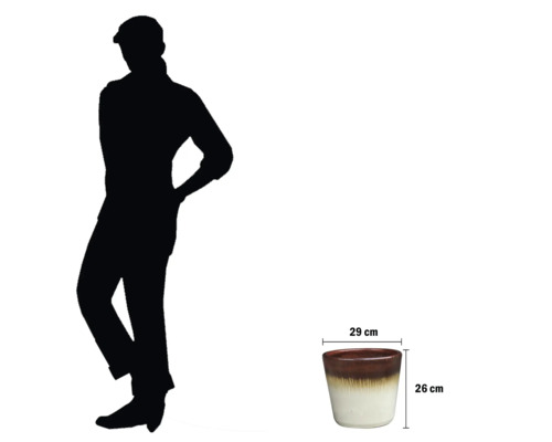 Keramický kvetináč s rozmermi 29 centimetrov krát 26 centimetrov