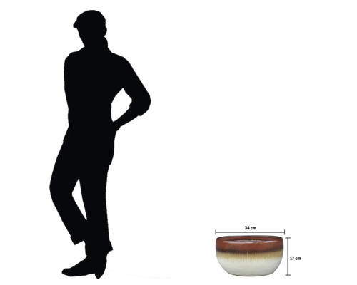 Keramický kvetináč s rozmermi 34 cm x 17 cm