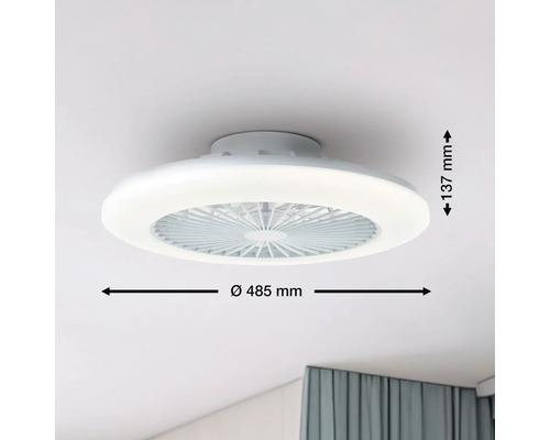 Stropný ventilátor s osvetlením, priemer 485 milimetrov, výška 137 milimetrov