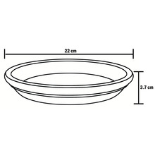 Podmiska pod kvetináč s rozmermi 22 cm v priemere a 3,7 cm na výšku