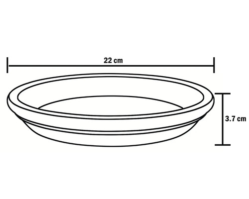 Podmiska pod kvetináč s rozmermi 22 cm v priemere a 3,7 cm na výšku