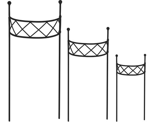Tri kovové podpery pre rastliny v rôznych výškach