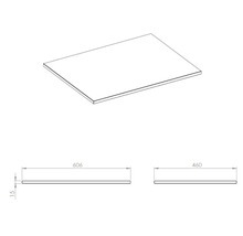 Doska umývadla s rozmermi 606 x 460 x 15 milimetrov