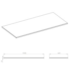 Obrázok pracovnej dosky s rozmermi 1008 x 460 x 15 milimetrov.
