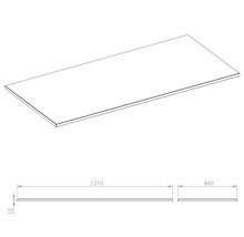 Technický nákres stolovej dosky s rozmermi 1210 x 460 x 15 milimetrov.