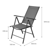 Záhradné kreslo s podrúčkami a rozmermi