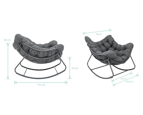 Obrázok hojdacieho kresla s rozmermi