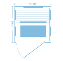 Pôdorys sauny s rozmermi 90 krát 90 centimetrov