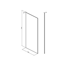 Technický nákres sprchovej steny s rozmermi 2100 mm výška, 860 mm šírka a 8 mm hrúbka.