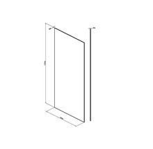 Obrázok sprchovej zásteny s rozmermi 2100 mm na výšku a 960 mm na šírku.