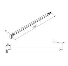 Technický nákres zábradlového systému s rozmermi