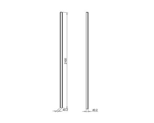 Technický nákres profilu s dĺžkou 2100 mm a šírkou 40.2 mm.