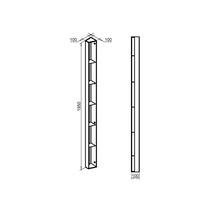 Technický nákres regálového systému vysokého 1950 mm a širokého 100 mm