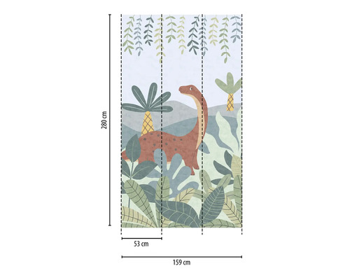 Tapeta s dinosaurom a tropickými rastlinami, rozmery 159 krát 280 centimetrov