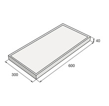 Technický nákres dosky s rozmermi 600 x 300 x 40 mm.