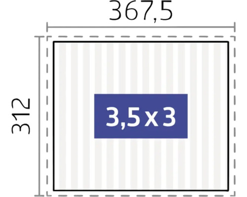 Údaj o veľkosti 367,5 x 312 s veľkosťou produktu 3,5 x 3