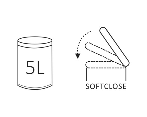 Symbol pre 5-litrové vedro s funkciou tichého zatvárania