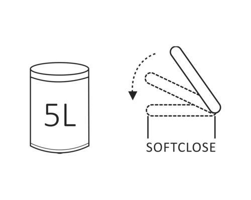 Symbol pre 5-litrové vedro s funkciou tichého zatvárania