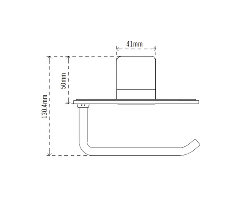 Technický výkres držiaka toaletného papiera s rozmermi.