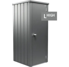 Kovová záhradná skriňa vo vysokom prevedení pre vonkajšie použitie.