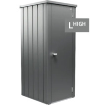 Kovová záhradná skriňa s dverami a vysokým úložným priestorom