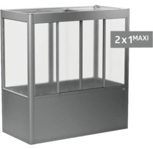 Kovový a sklenený vyvýšený záhon s posuvnými dverami