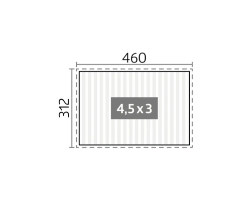 Rozmery 460 x 312 centimetrov, plocha 4,5 x 3 metre
